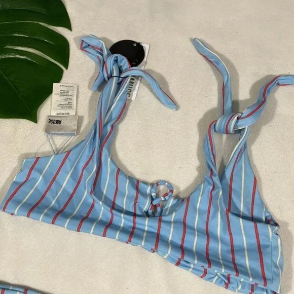 NEW $148 Amuse Society [ Medium ] Lia Bikini Top + Clio Cheeky‎ Bottom Blue